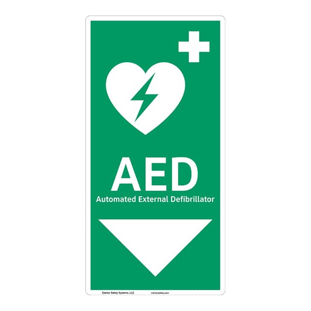 F1037-BJCZG AED PLASTIC SIGN 14" X 7"