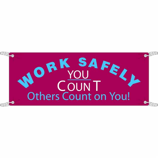 106311 BANNER 4'X10' WH/BU/BL WORK SAFE