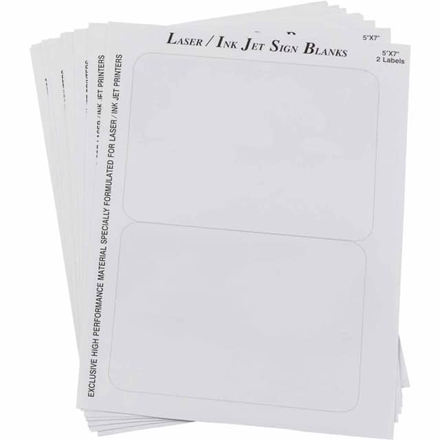 12901 SIGN BLANK WHITE 5 X 7
