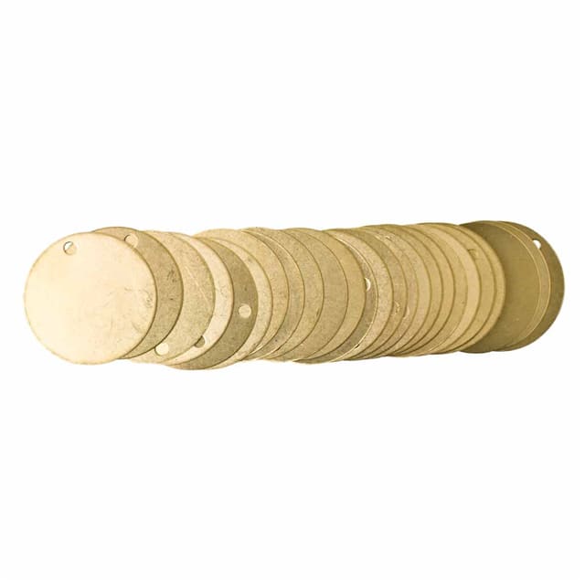 23211 BLANK BRASS ROUND VALVE TAGS PK2