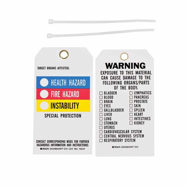76237 B851,5.75X3 HMIG WARN TAG,25/PAC