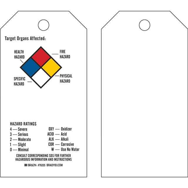 76225 B851,5.75X3 NFPA TAG,FLAP,1-SIDE