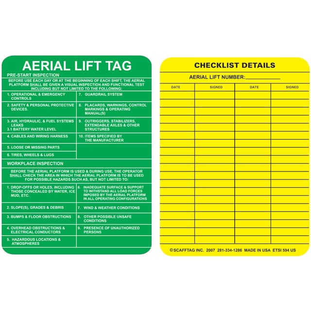 ENT-ETSI 594 ENTRYTAG INSERTS AERIALIFT TAG