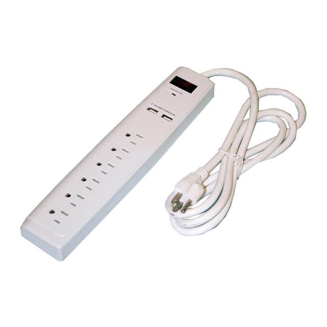 EPD-1926W SURGE STRIP 6OUTLETS W/ 2 USB PO