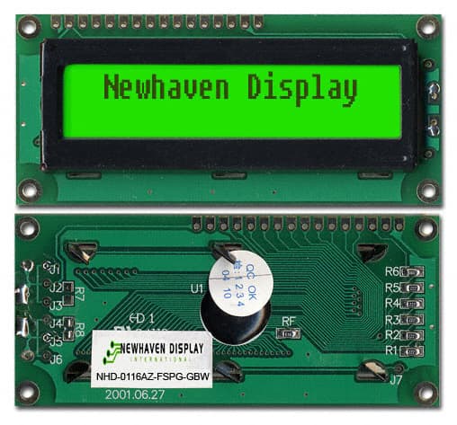 NHD-0116AZ-FSPG-GBW LCD MOD 16DIG 16X1 TRANSFLCT GRN