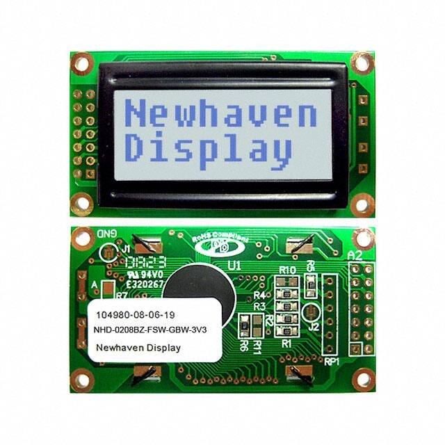 NHD-0208BZ-FSW-GBW-3V3 LCD MOD 16DIG 8X2 TRANSFLECT WHT