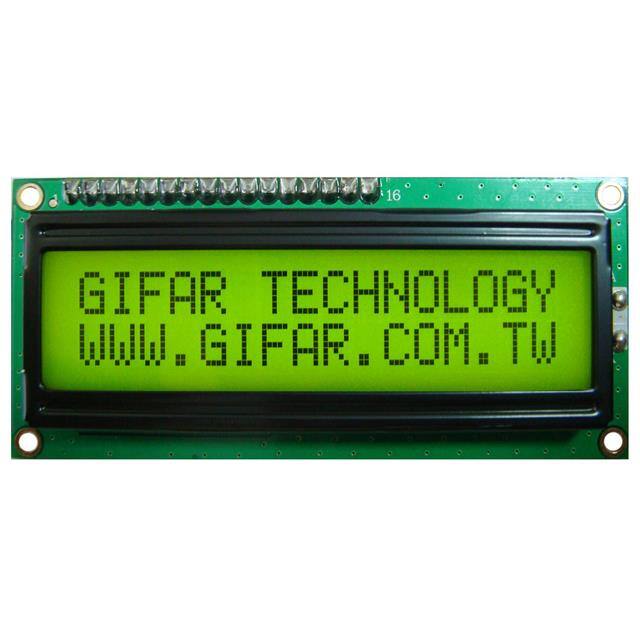 GFC1602AK-YPOEJT 16X2STN-YYELLOW GREEN80*36 NE