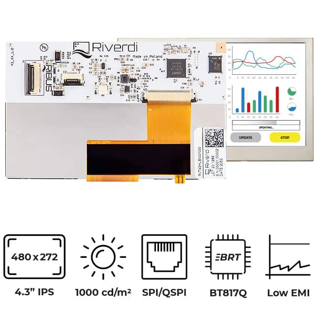 RVT43HLBNWN00 4.3" IPS TFT BT817Q HIGH BRIGHTN