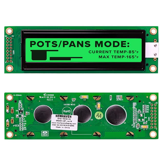 NHD-19232WG-BGGH-VT LCD MOD GRAPH 192X32 GRN TRANSFL