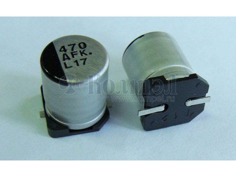 EEEFK1A471P The Panasonic EEEFK1A471P is an aluminum electrolytic capacitor with a capacitance of 470µF and a voltage rating of 10V. It features a surface mount package and an operating temperature range of -55 to 105°C.