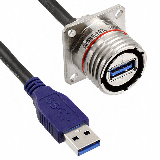 USB3FTV2SA03NASTR CBL A RCPT-A PLUG W/COUPL 0.98'
