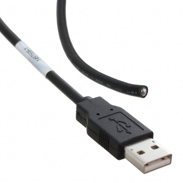 1487599-1 CBL USB2.0 A PLUG TO OPEN 2.72'