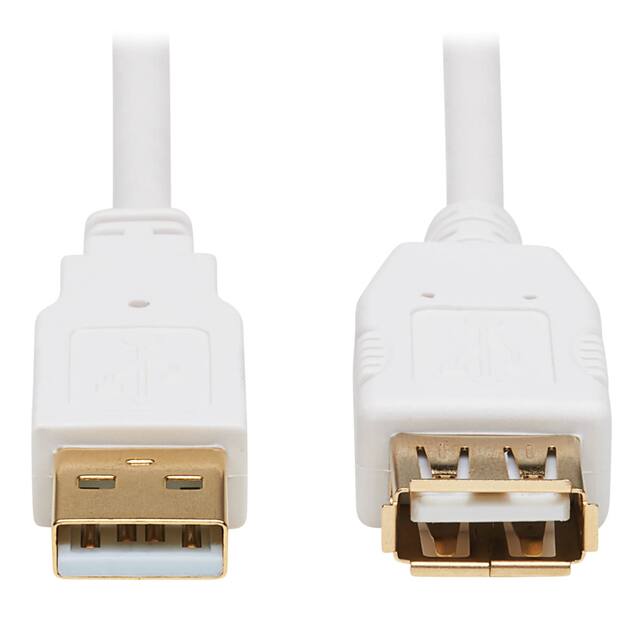 U024AB-006-WH CBL USB2.0 A RCPT TO A PLUG 6'
