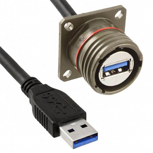USB3FTV2SA03GACROS CBL A RCPT-A PLUG W/COUPL 0.98'