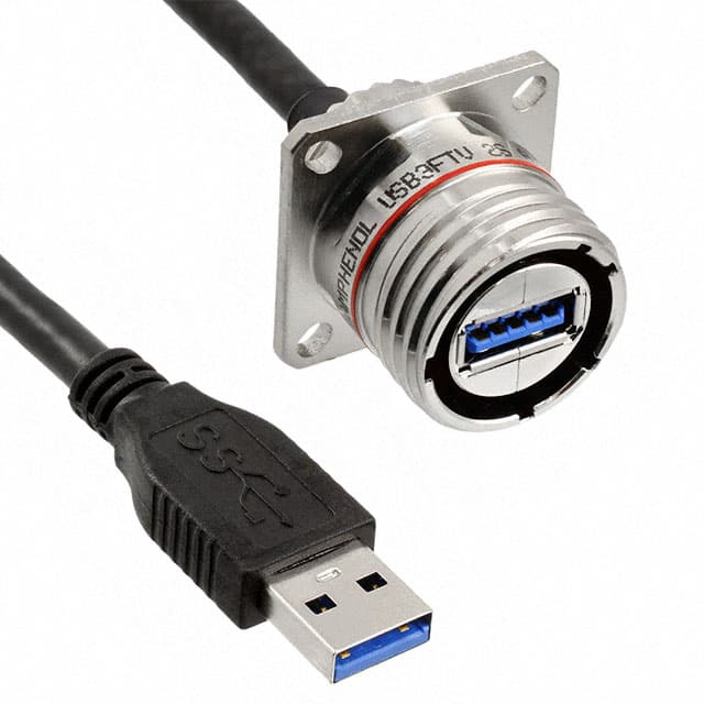 USB3FTV2SA03NACROS CBL A RCPT-A PLUG W/COUPL 0.98'