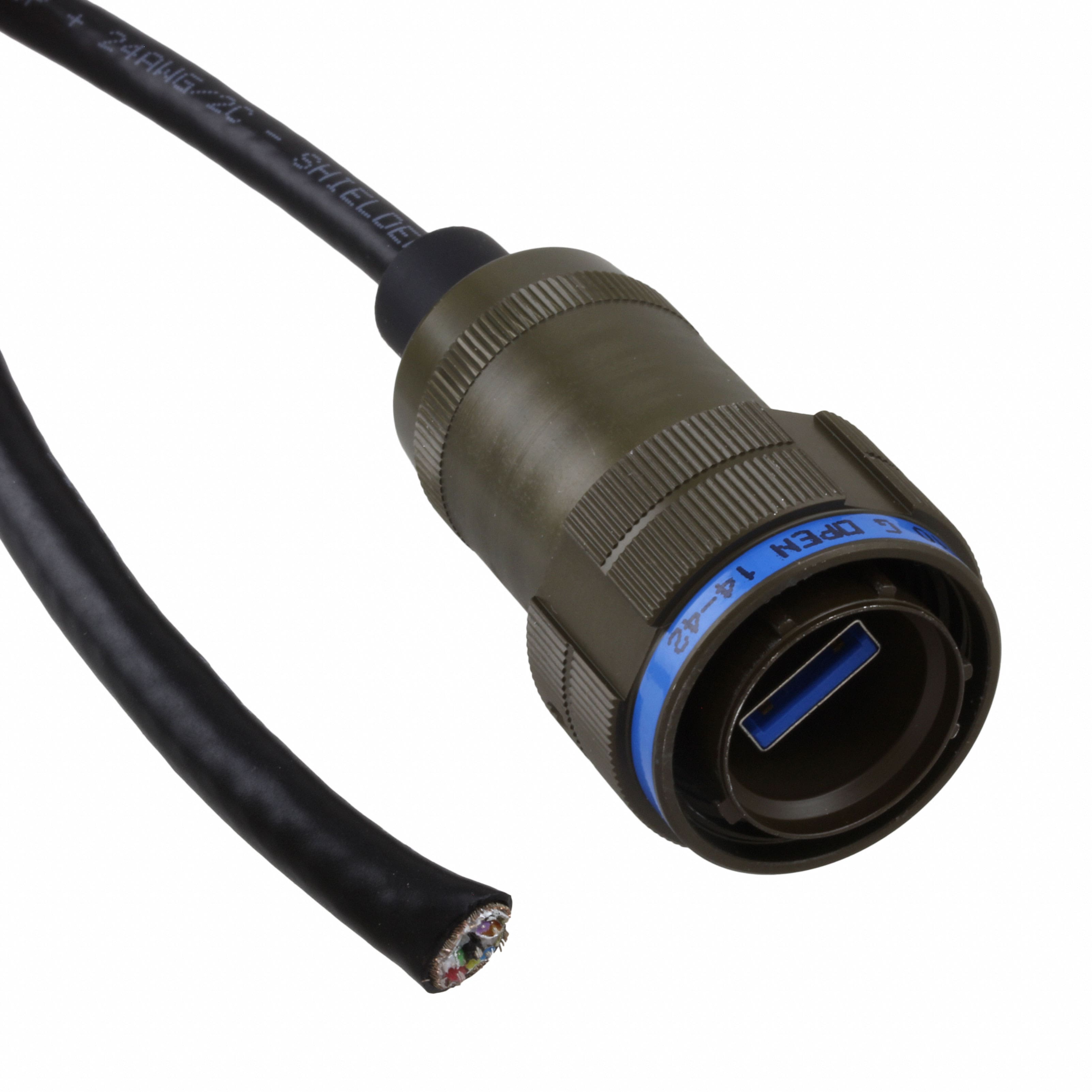 USB3FTV6A10GOPEN CBL A PLUG TO OPEN W/COUPL 3.28'