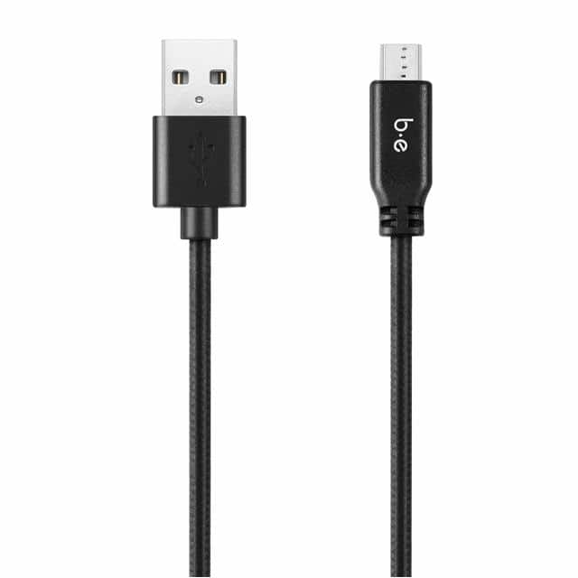 B6MICBK BRAIDEDMICROUSBCABLE6FTBLACK