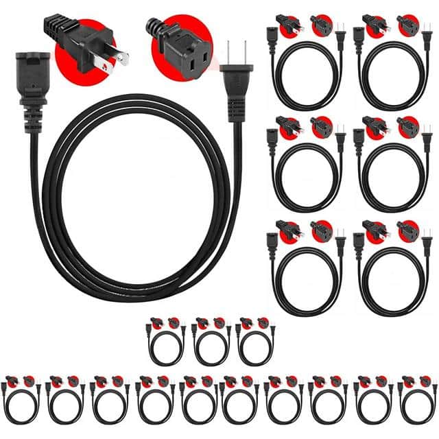 EXC BLK 10FT 20 Pcs Extension  AC 2 ng Power Cable 1