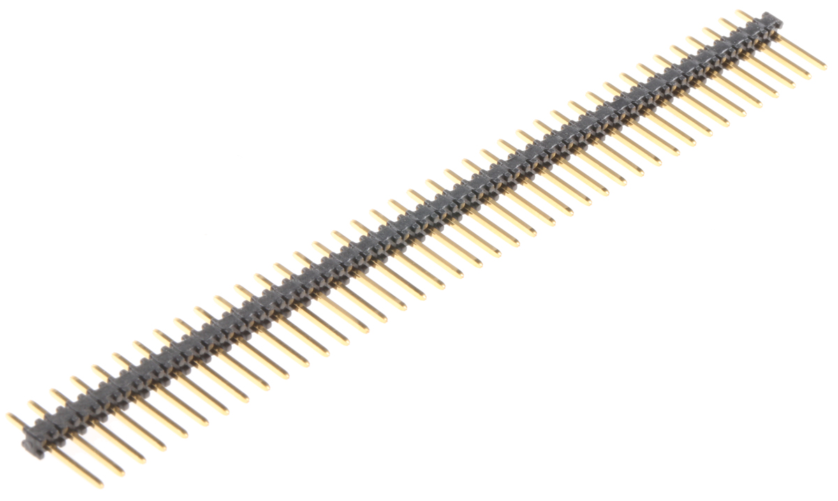 4710334140400 The Stelvio Kontek 4710334140400 is a 2.54mm pitch, 40-way, 1-row straight pin header designed for through-hole mounting. It features a 4.0A current rating and a 1.0kV voltage rating.