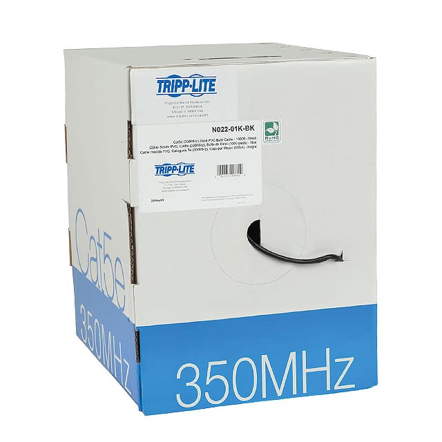 N022-01K-BK CABLE CAT5E 8CON 24AWG BLK 1000'