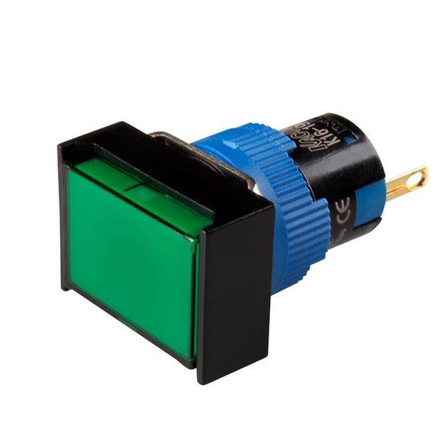 K16-190-G-12V LED 16MM RECTANGULAR GREEN 12VDC