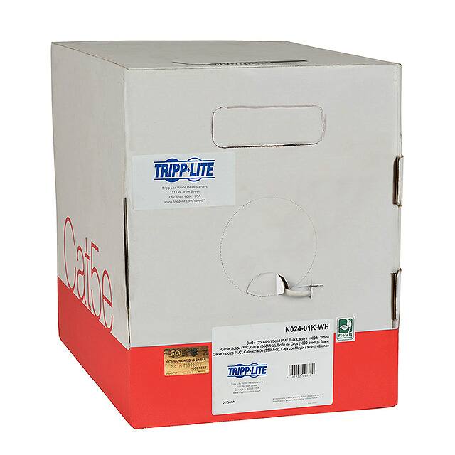 N024-01K-WH CABLE CAT5E 8CON 24AWG WHT 1000'