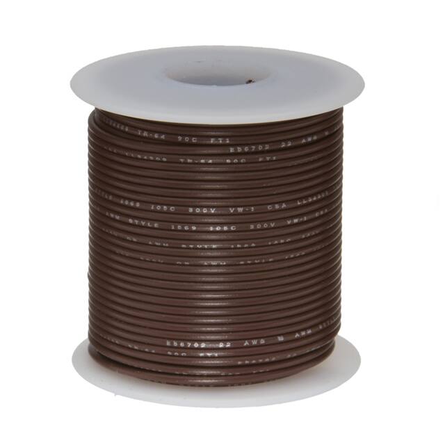 24UL1007SLDBRO HOOK-UP SOLID 24AWG BRN 100'