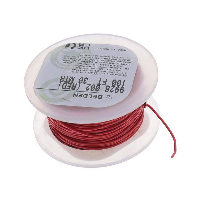 9928 002100 HOOK-UP STRND 28AWG RED 100'