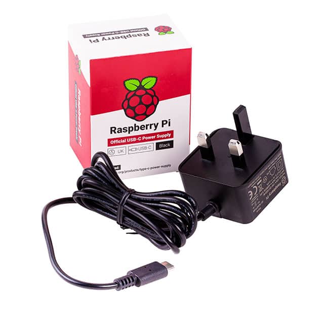 RPI USB-C POWER SUPPLY BLACK UK AC/DC WALL MNT ADAPTER 5.1V 15W