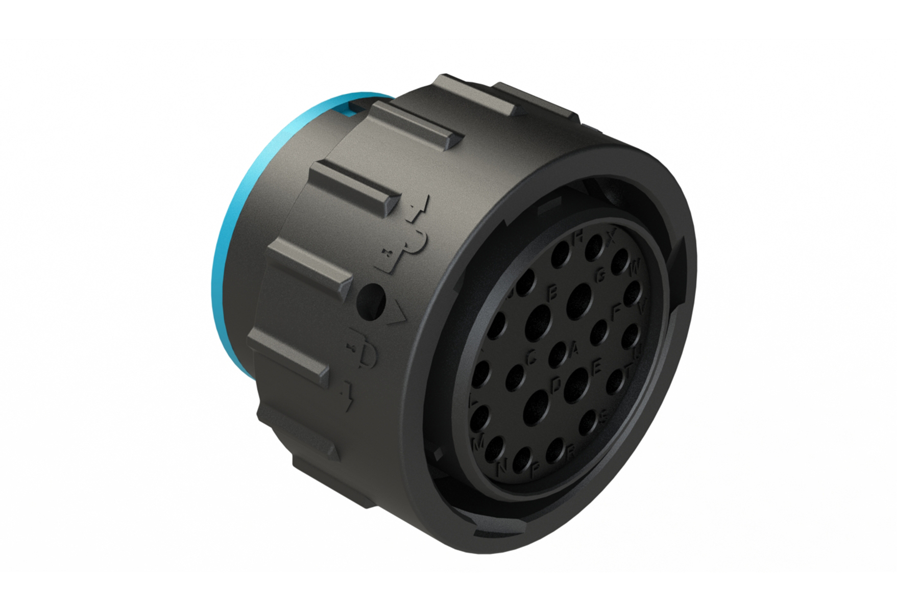 AHDP06-24-21SR-SRA Amphenol Sine Systems DuraMate AHDP series 21 position plug housing with socket contacts, shell size 24, crimp termination, bayonet lock, and IP67/IP69K protection.