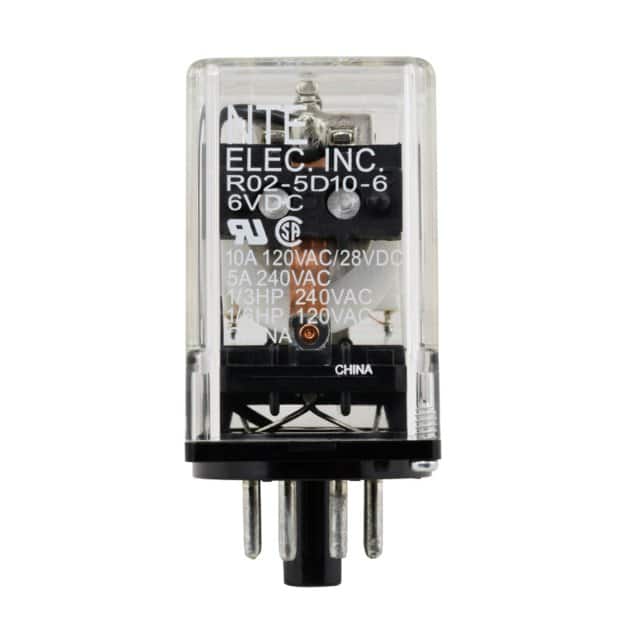 R02-5D10-6 RELAY GEN PURPOSE SPDT 10A 6V