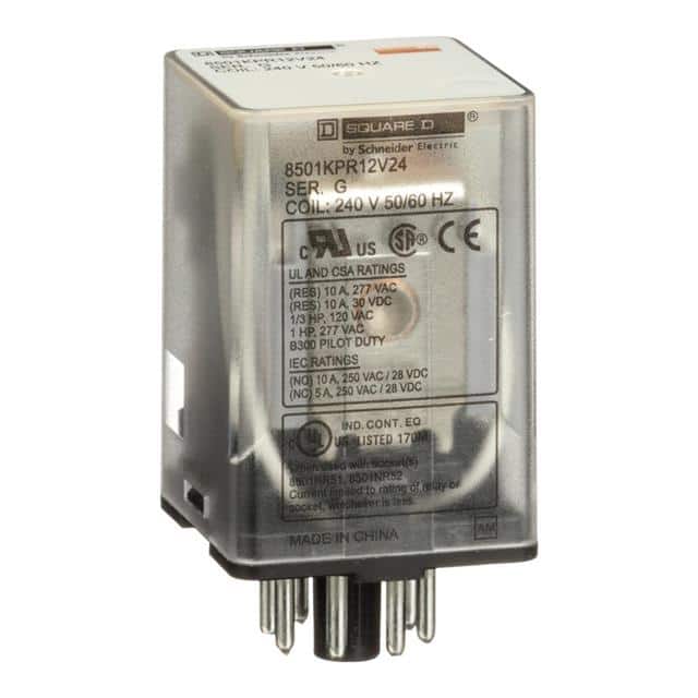 8501KPR12V24 PLUG IN RELAY, TYPE KP, TUBULAR,
