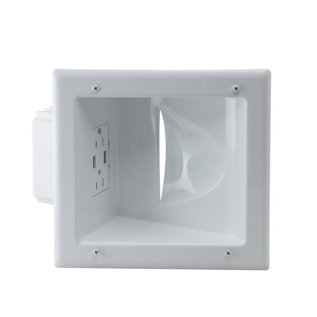 45-0231-WH MEDIA BOX W/ RECEPTACLE & PORTS