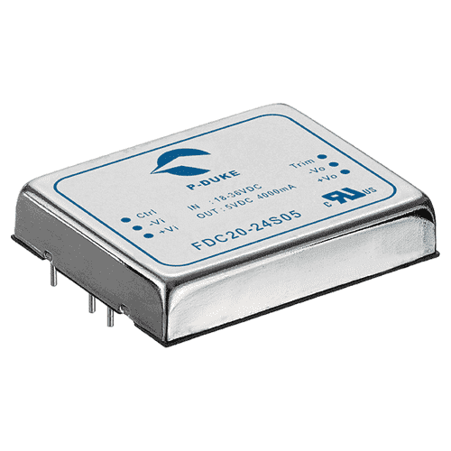 FDC20-48D15 The POWER-mate FDC20-48D15 is a 20W DC DC converter. It features a 48VDC input and provides both +15VDC and -15VDC outputs.