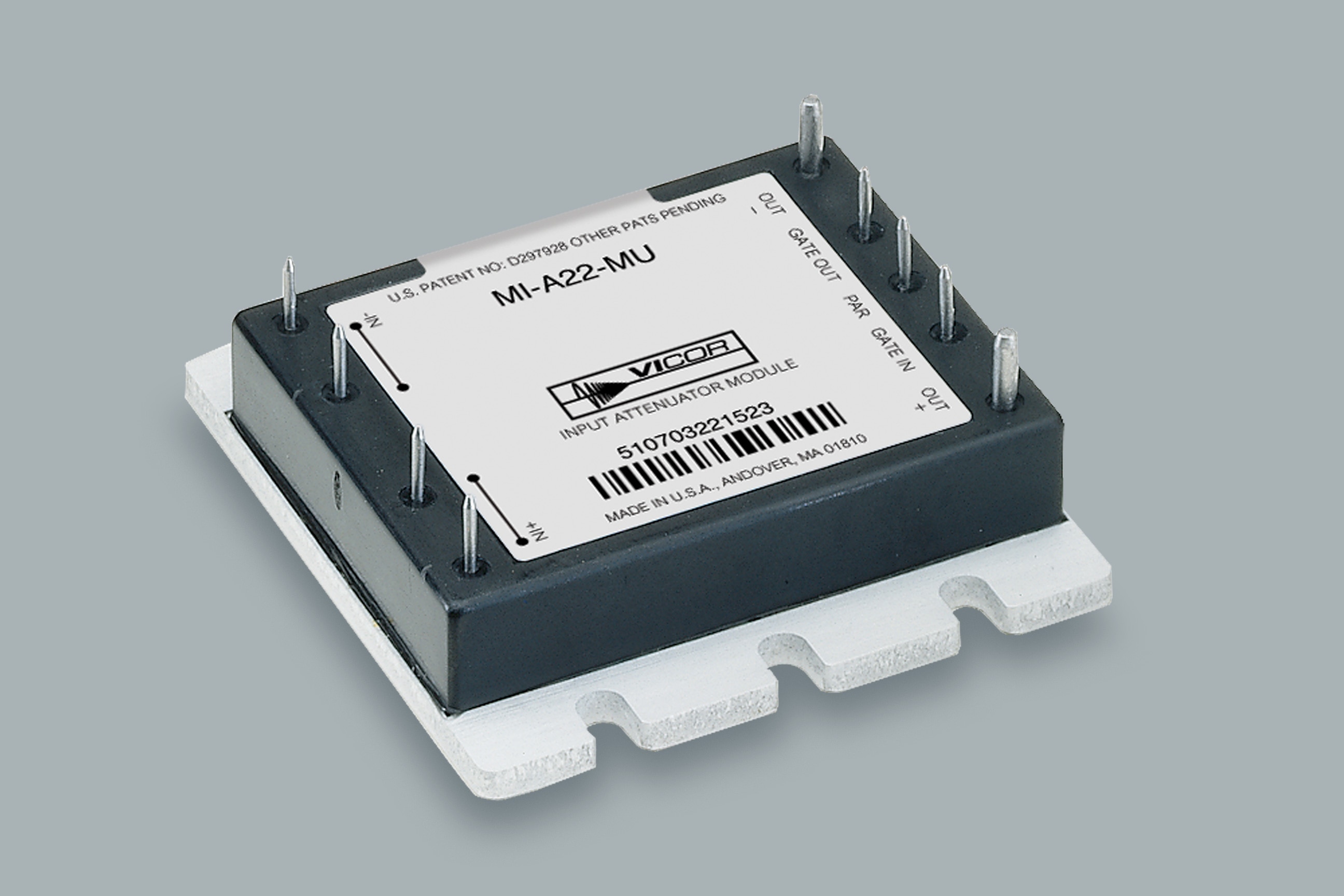 MI-A66-MU-S The Vicor MI-A66-MU-S is a rugged input filter module designed for MI-200 and MI-J00 DC-DC converters. It provides EMI filtering and transient protection for 28V input systems.