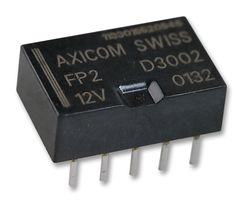 FP2-D3002 The Axicom FP2-D3002 is a PCB mount DPCO relay featuring a 12 VDC coil voltage and DPDT(2C) contact configuration. It offers a maximum switching current of 2A.