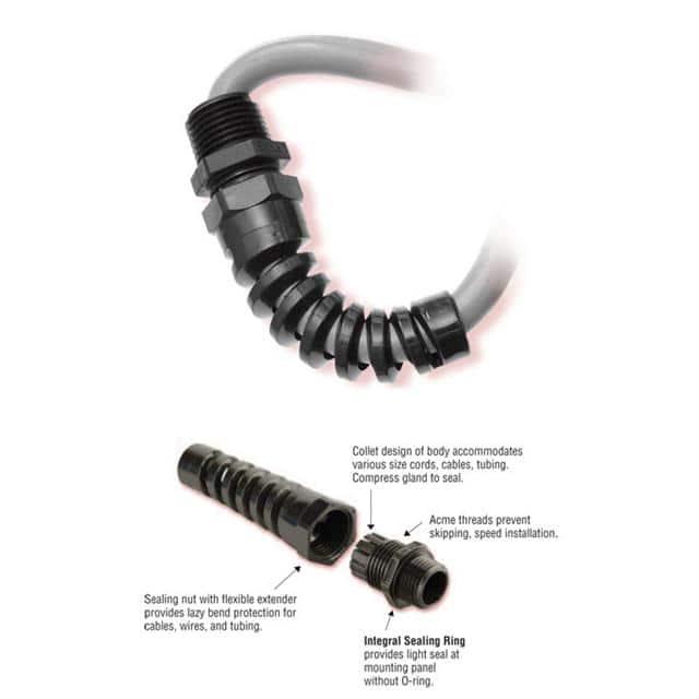 M3251 FLEX LTCG 1/2 NPT BLACK NO NUT