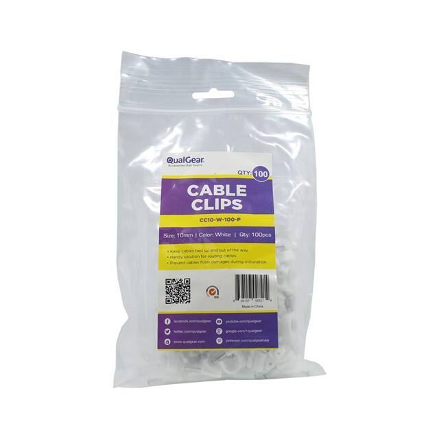 CC10-W-100-P CABLE CLIPS, 10MM WHITE,100 PACK