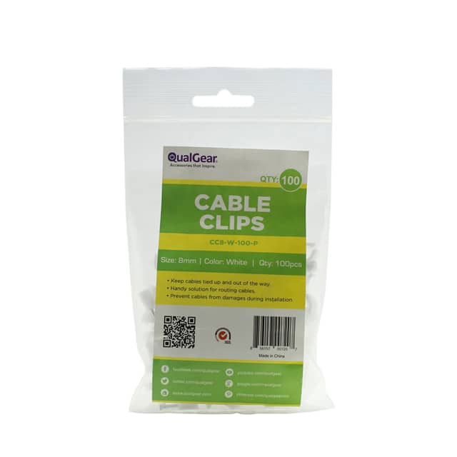 CC8-W-100-P CABLE CLIPS, 8MM WHITE, 100 PACK