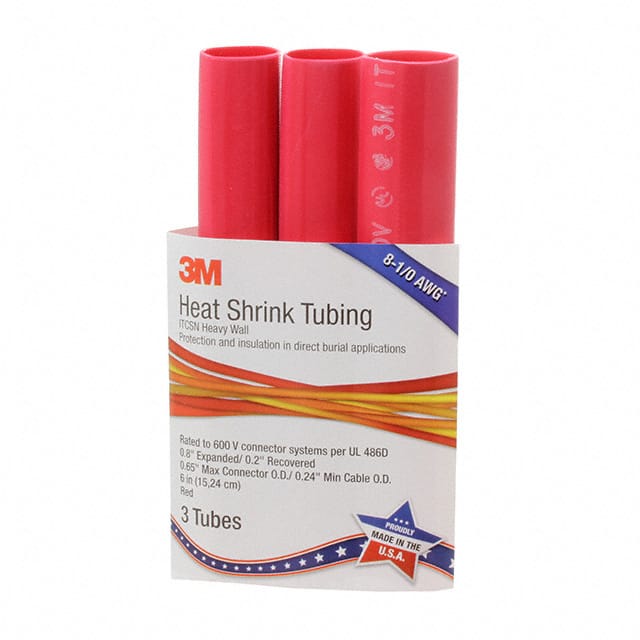 ITCSN-0800-6"-RED-12-3 PC PKS HEATSHRINK 0.8" X 0.5' RED