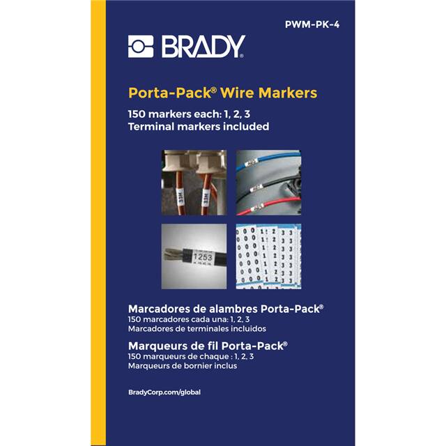 PWM-PK-4 WIRE MARK 1.56"H BLK/WHT 1=10PCS
