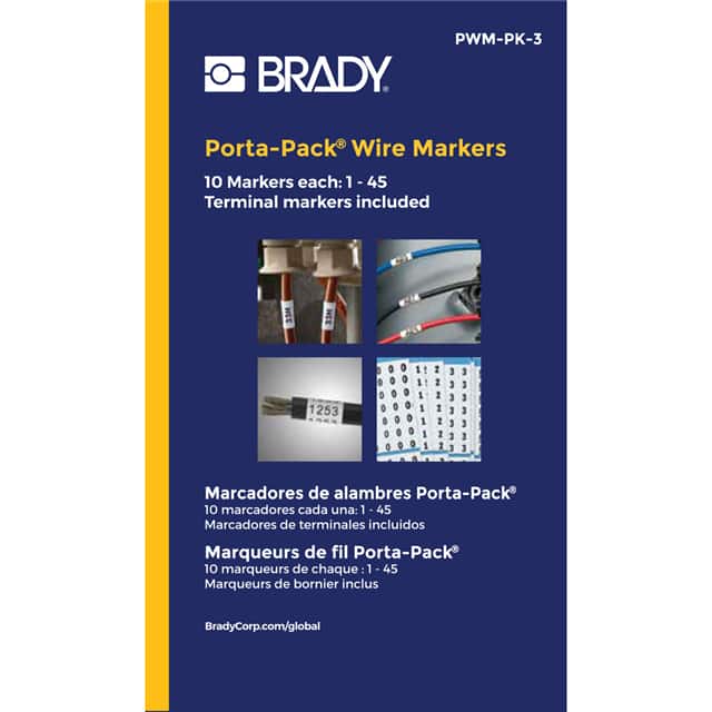 PWM-PK-3 WIRE MARK 1.56"H BLK/WHT 1=10PCS