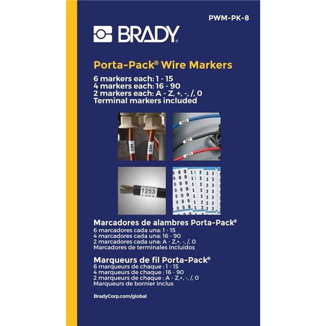 PWM-PK-8 WIRE MARK 1.56"H BLK/WHT 1=10PCS