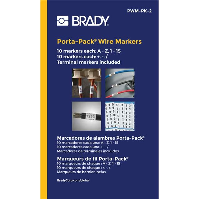 PWM-PK-2 WIRE MARK 1.56"H BLK/WHT 1=10PCS