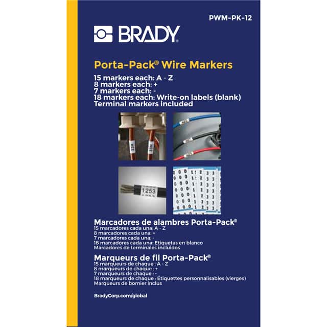 PWM-PK-12 WIRE MARK 1.56"H BLK/WHT 1=10PCS