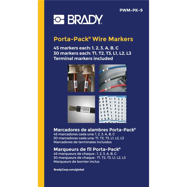 PWM-PK-9 WIRE MARK 1.56"H BLK/WHT 1=10PCS