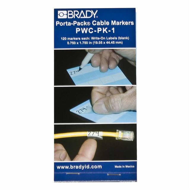 PWC-PK-1 WIRE MARK 1.75"H CLR/WHT 1=10PCS