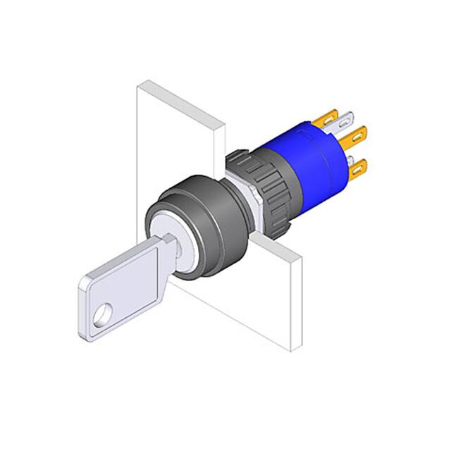 51-235.022D SWITCH KEYLOCK 2POS DPST 5A 250V