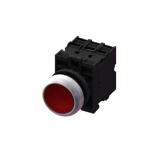 M22FP-MSF02-E230-R FLAT PB-MOM-2B-LED-RED