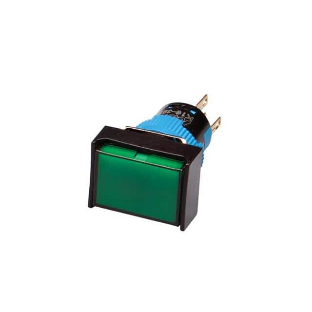 K16-332-G 16MM SWITCH PUSH RECT DPDT GREEN